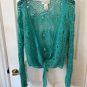 Susan Bristol size L teal green cochet